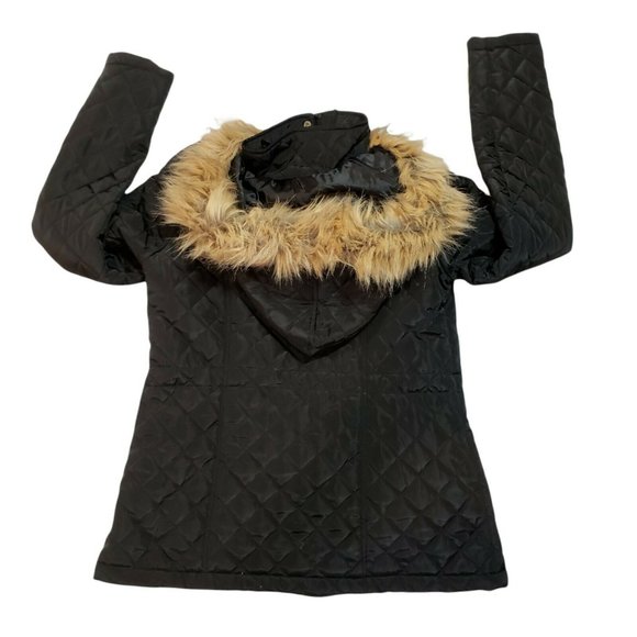 Jason Maxwell Black faux fur trim button down full zipper long sleeve coat Small - Picture 6 of 7